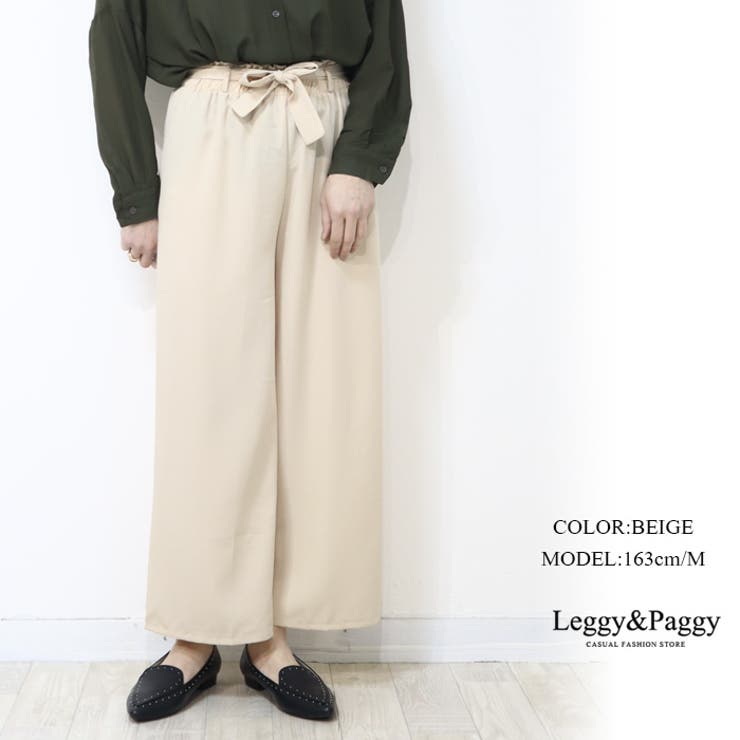 ウエストリボンワイドパンツ ウエストゴム ワイドパンツ[品番
