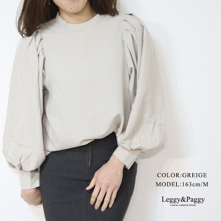 バックリボンボリュームスリーブブラウス  プチハイネック[品番：ELEW0001730]｜Leggy&Paggy（レギーアンドパギー）のレディースファッション通販｜SHOPLIST（ショップリスト）