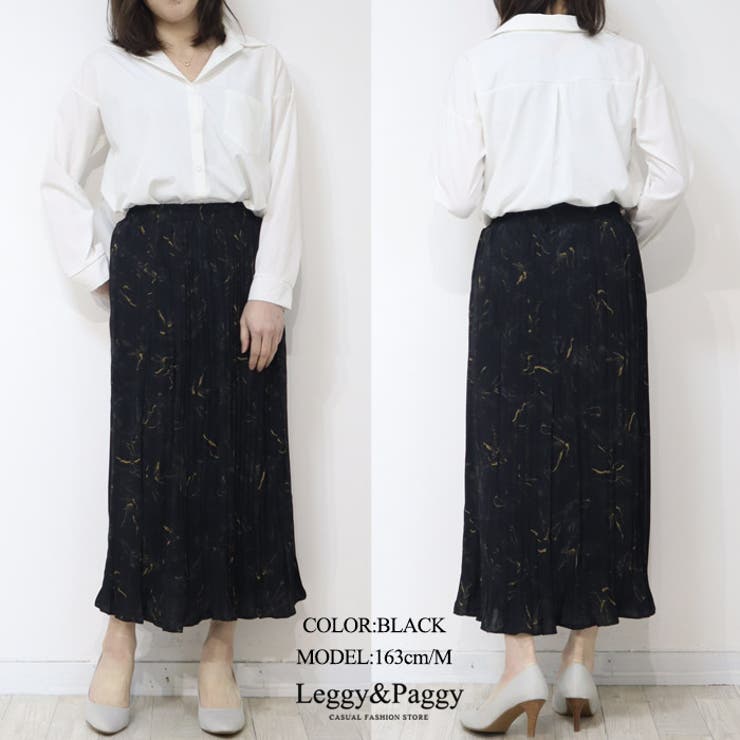 花柄シフォンプリーツスカート プリーツスカート ロングスカート