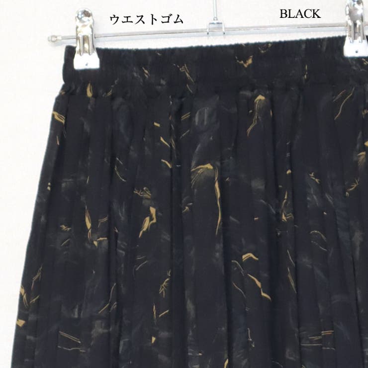 花柄シフォンプリーツスカート プリーツスカート ロングスカート