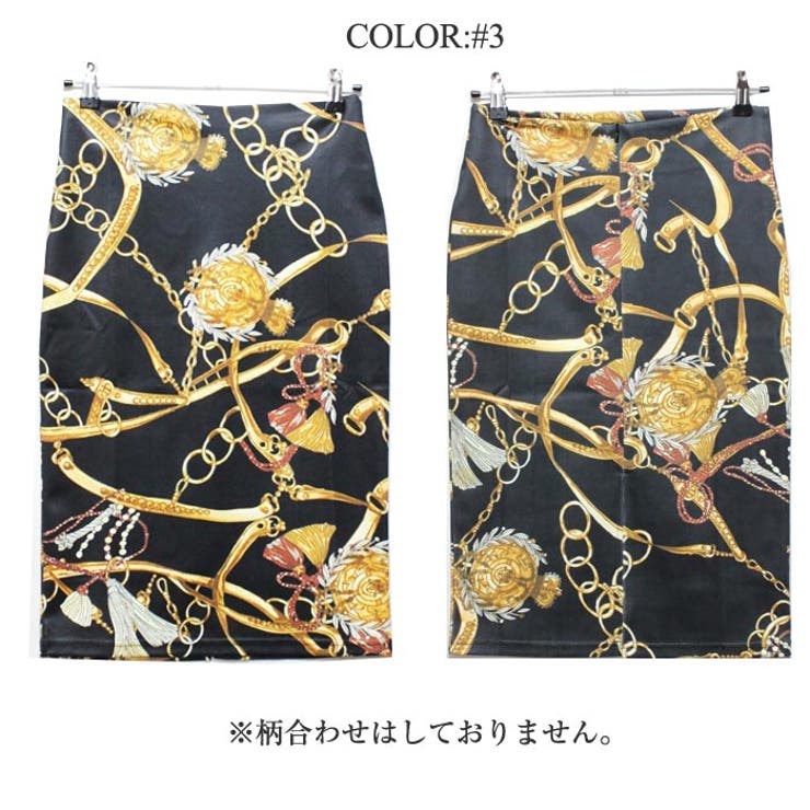 話題の人気 スカーフ柄スカート タイトスカート[品番 ミディ丈スカート スカート