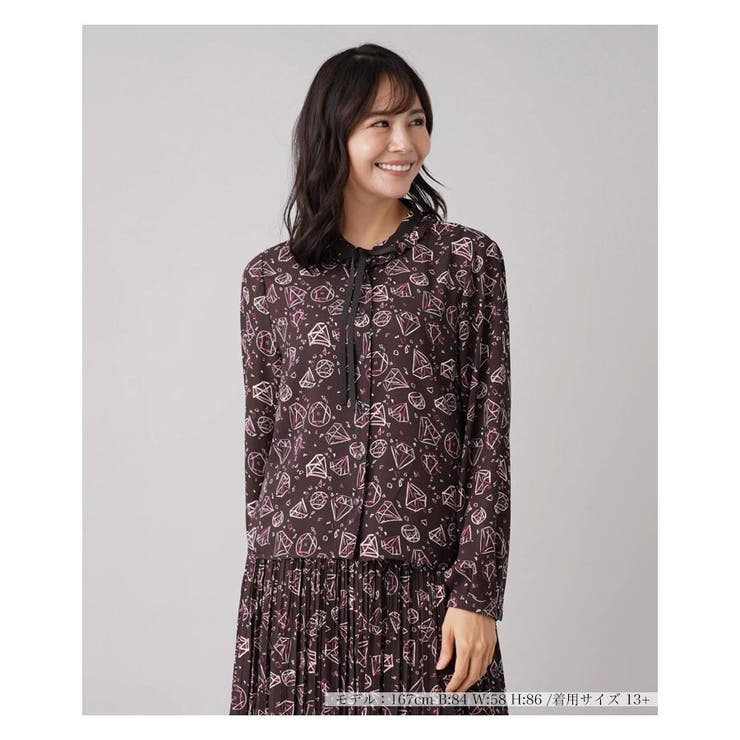 総柄ブラウス[品番：LAVW0005442]｜Leilian PLUS HOUSE（レリアン