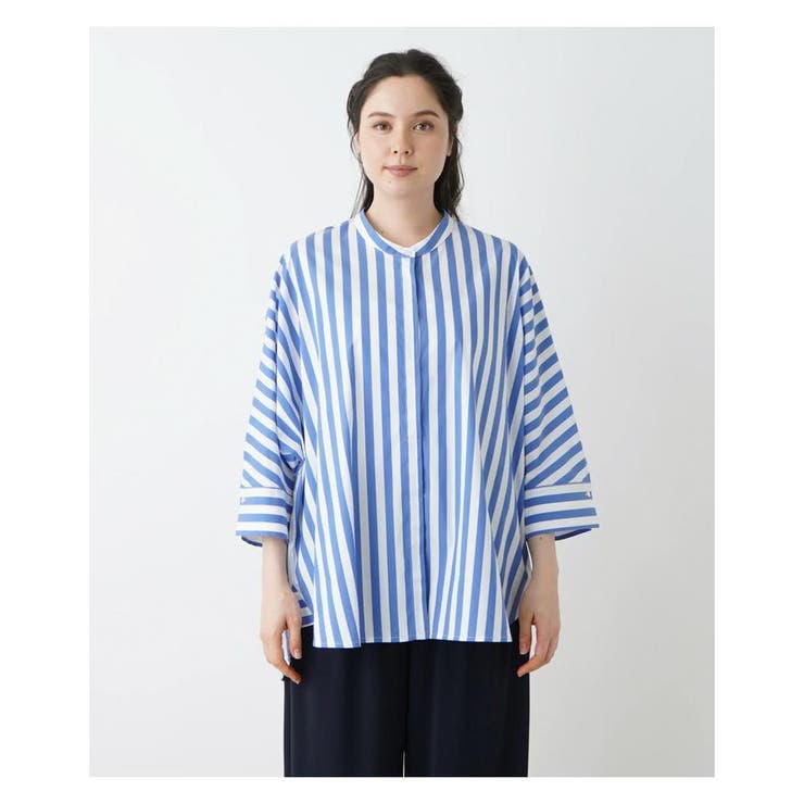 ストライプ柄バンドカラーシャツ[品番：LAVW0015496]｜Leilian