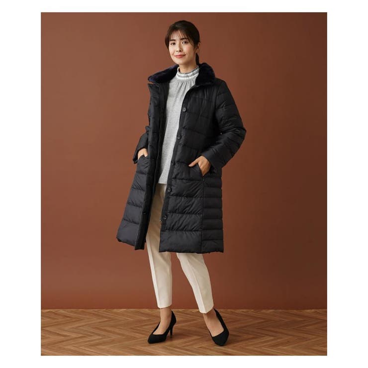 Leilian レリアン 日本製 ファーデザイン 中綿 キルティングコート 9