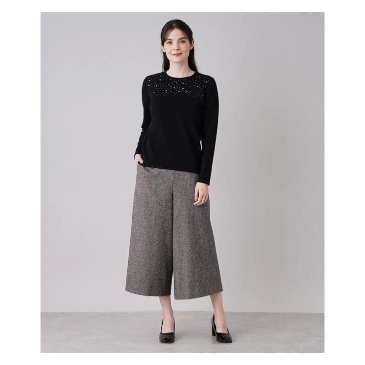 新品【Leilian レリアン】ツイード ガウチョパンツ ワイドパンツ 17＋