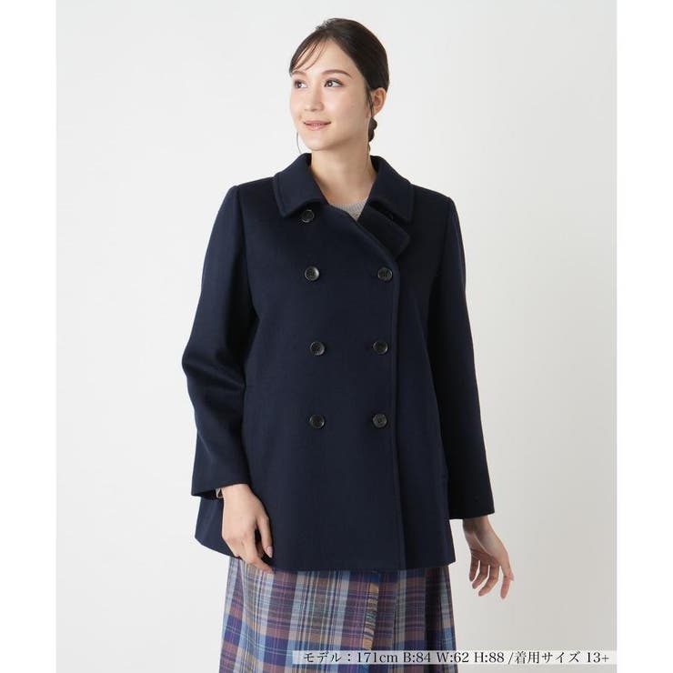 美品】Leilian レリアン 大きいサイズ13号 ポンチョコート 濃紺 防寒