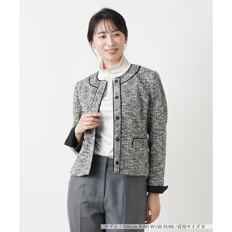 美品 定価18万 レリアン フランス製 ラメツイード ノーカラー ジャケット 美品 定価18万 レリアン フランス製 ラメツイード ノーカラー