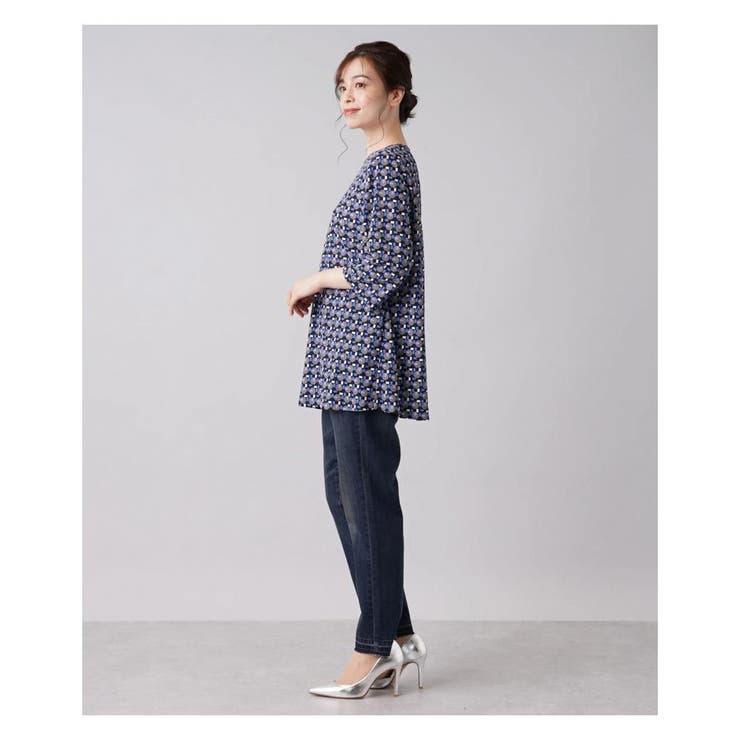 ジオメトリック柄7分袖チュニックブラウス[品番：LAVW0003804