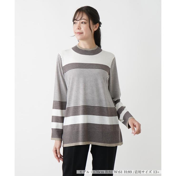 ボーダーチュニックニット[品番：LAVW0018615]｜Leilian PLUS HOUSE 