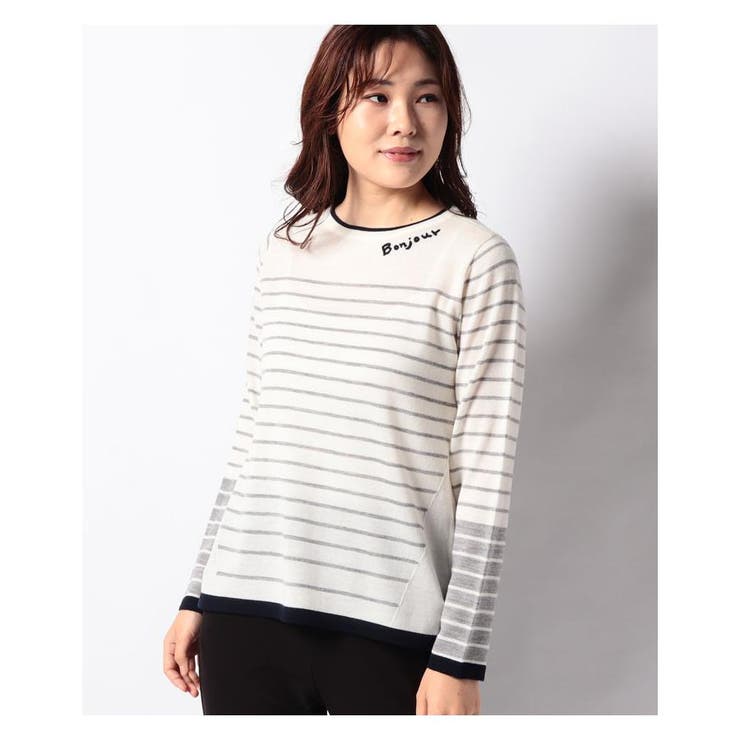 オフホワイト | ボーダーニットセーター | Leilian