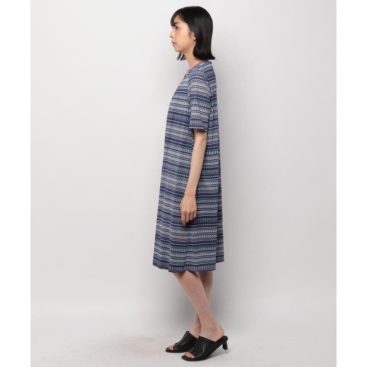 美品■レリアン■モチーフボーダー半袖ワンピース■11号■定価5.2万 洗えるマルチボーダー半袖ワンピース[品番：LAVW0016010]｜Leilian