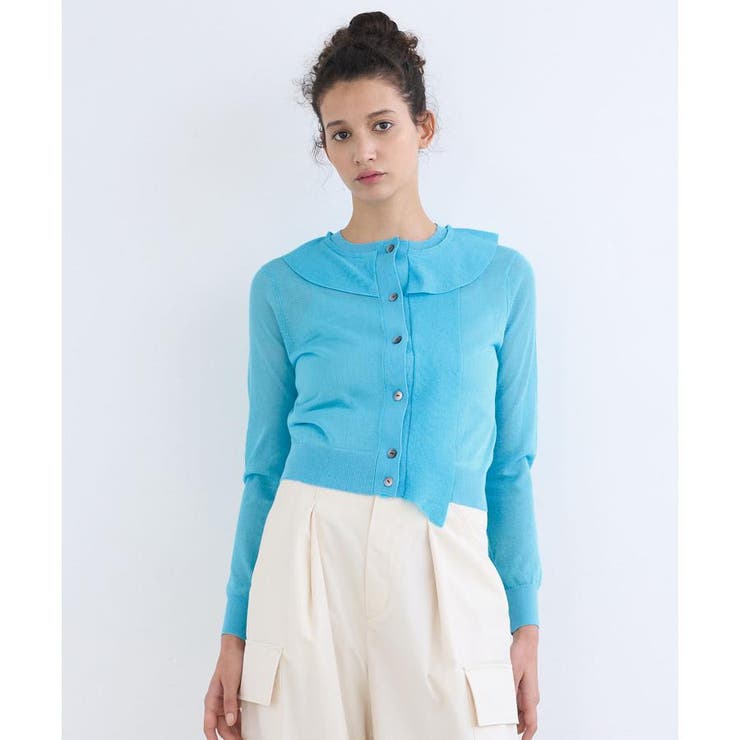 フリルトリムニットカーディガン[品番：LAVW0008807]｜LANVIN en Bleu