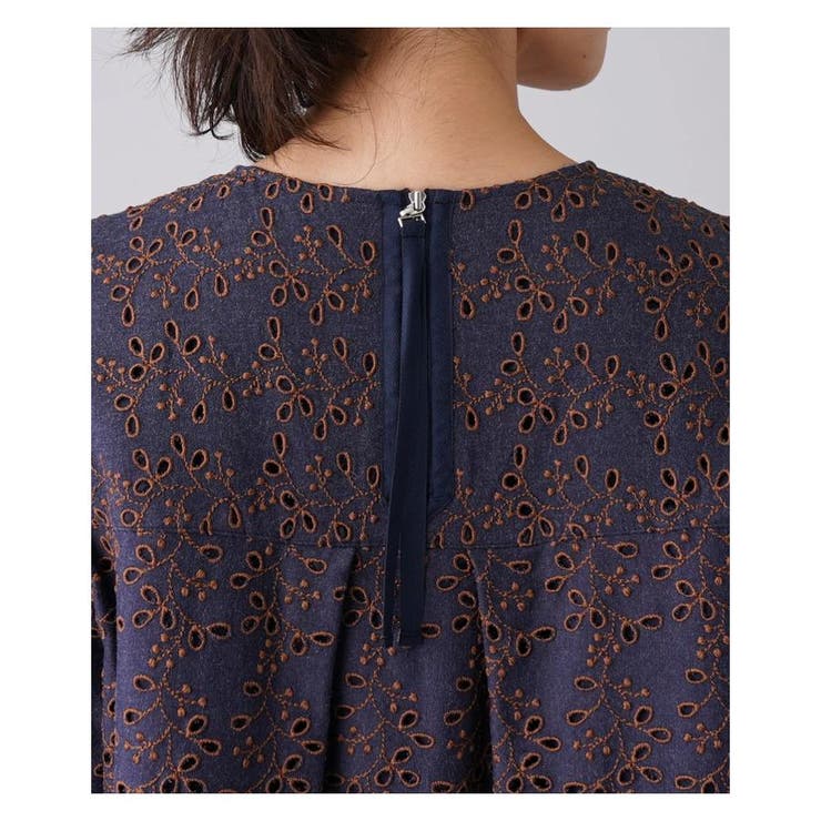 レリアン　アイレットレース8分袖オーバーブラウス アイレットレース8分袖オーバーブラウス|レリアン | レリアン