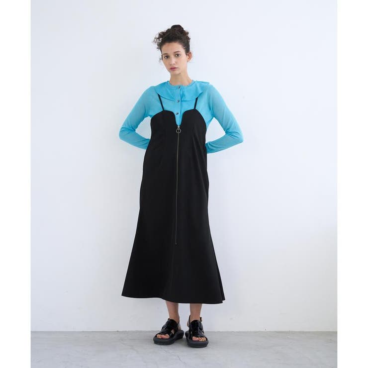 ..nmyランバンオンブルー  カーディガン フリル Vネックフリルトリムカーディガン|LANVIN en Bleu | LANVIN en Bleu