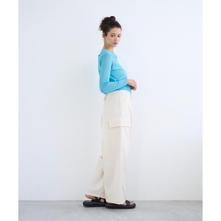 ..nmyランバンオンブルー  カーディガン フリル Vネックフリルトリムカーディガン|LANVIN en Bleu | LANVIN en Bleu