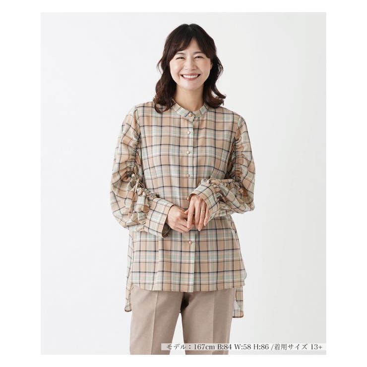 チェック柄チュニックブラウス[品番：LAVW0015152]｜Leilian
