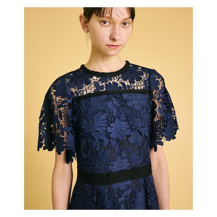 LANVIN 黒レース刺繍ドレス