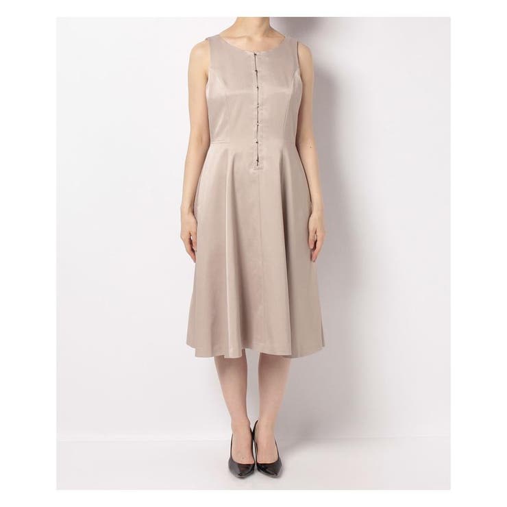 LANVIN en Bleu✿日本製 サテン フリルワンピース 黒 36 40サイズあり】マットダブルサテンコクーンワンピース|LANVIN en