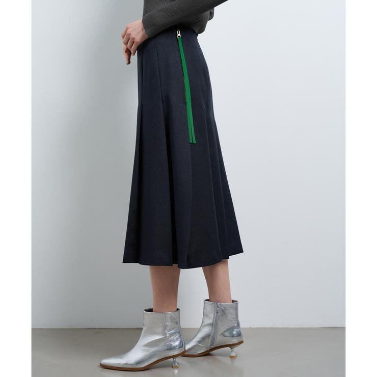 LANVIN en bleu ワッシャータフタプリーツフレアスカート LANVIN en bleu ワッシャータフタプリーツフレアスカート