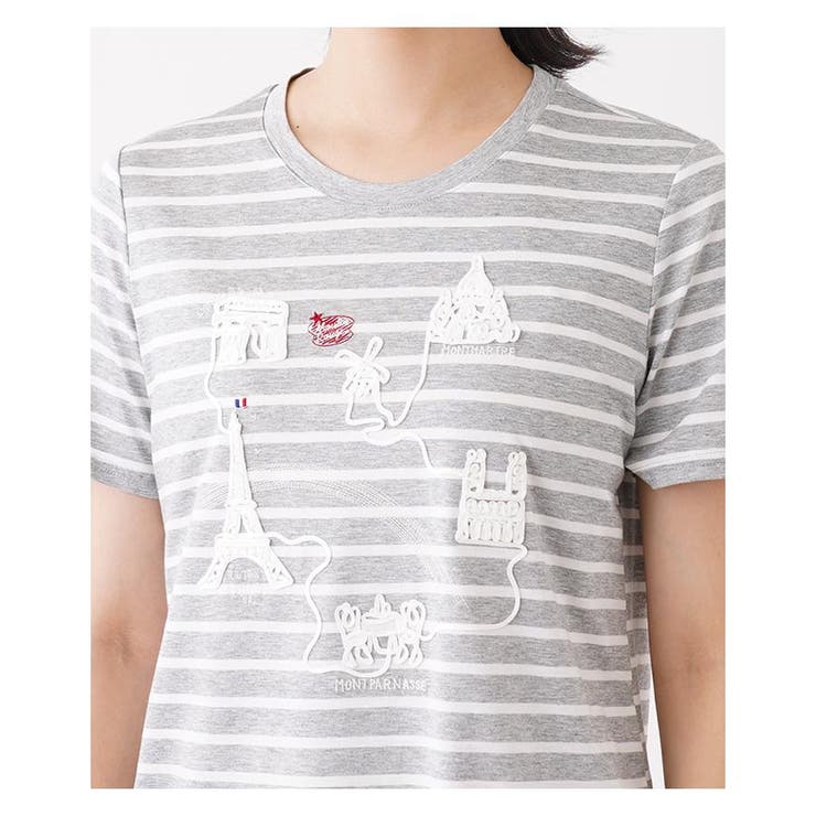 ボーダー×刺繍半袖Tシャツ[品番：LAVW0001266]｜Leilian（レリアン