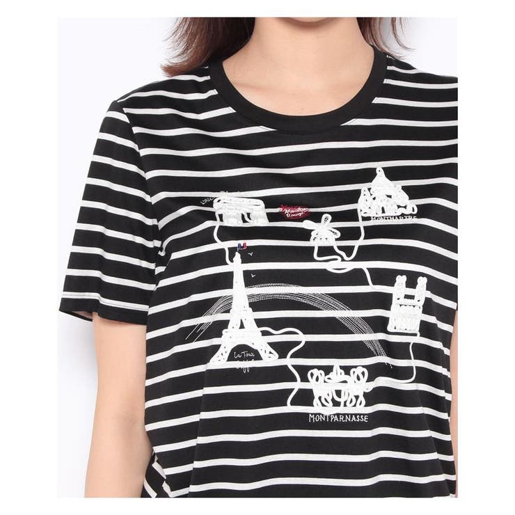 3点おまとめ Leilian 刺繍半袖Tシャツ 9号 ボーダー×刺繍半袖Tシャツ[品番：LAVW0001266]｜Leilian（レリアン