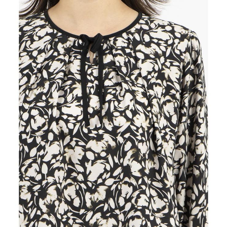 レリアン リボン柄 ブラウス 長袖 L レリアン リボン柄 ブラウス 長袖 L