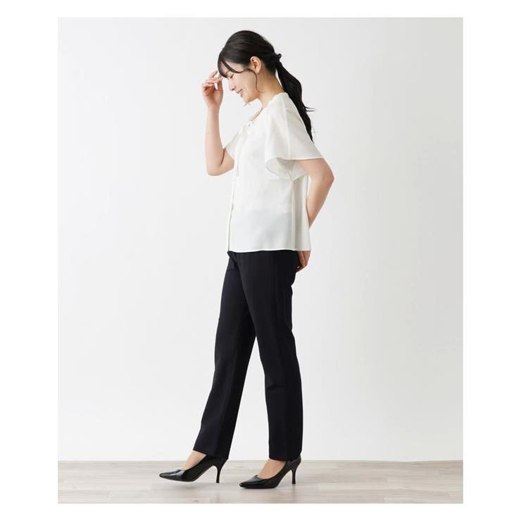 ボウタイ半袖シフォンブラウス | Leilian | 詳細画像7