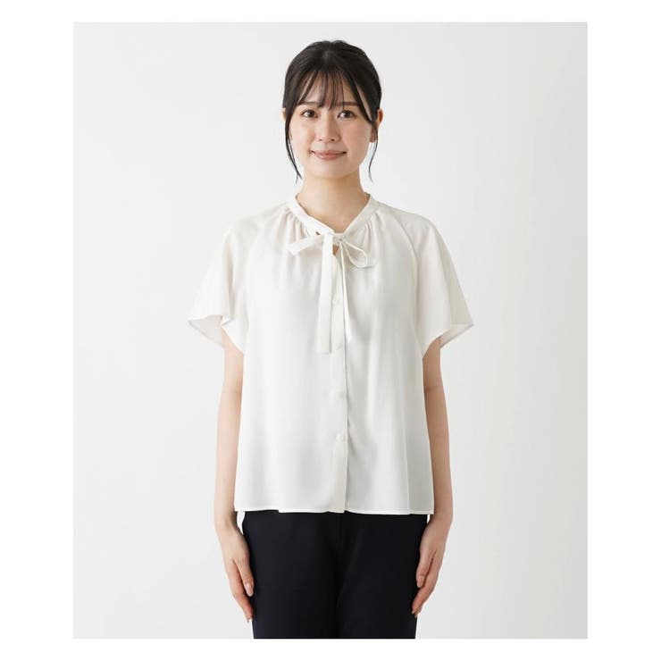 ボウタイ半袖シフォンブラウス | Leilian | 詳細画像9