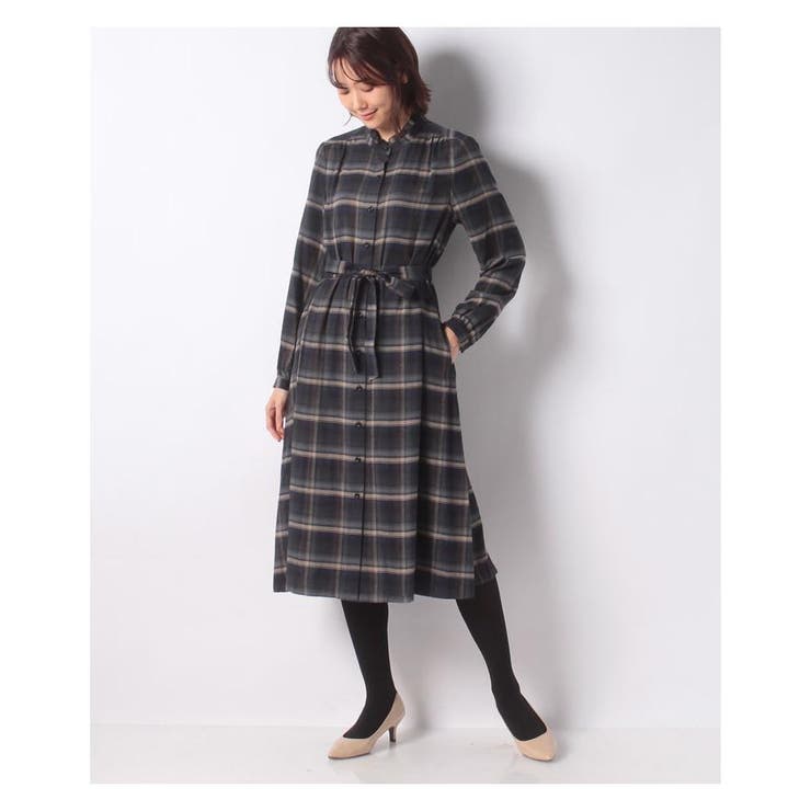 Leilian レリアン チェックプリントワンピース 大きいサイズ チェック柄シャツワンピ－ス[品番：LAVW0000615]｜Leilian