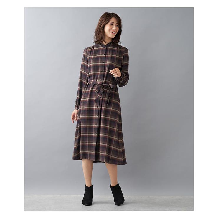 チェック柄シャツワンピ－ス[品番：LAVW0000615]｜Leilian（レリアン