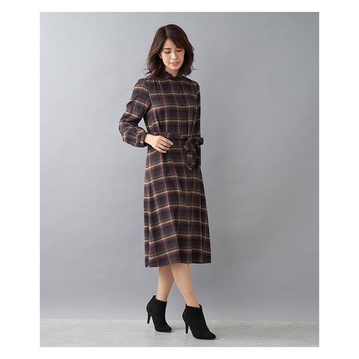 チェック柄シャツワンピ－ス[品番：LAVW0000615]｜Leilian（レリアン
