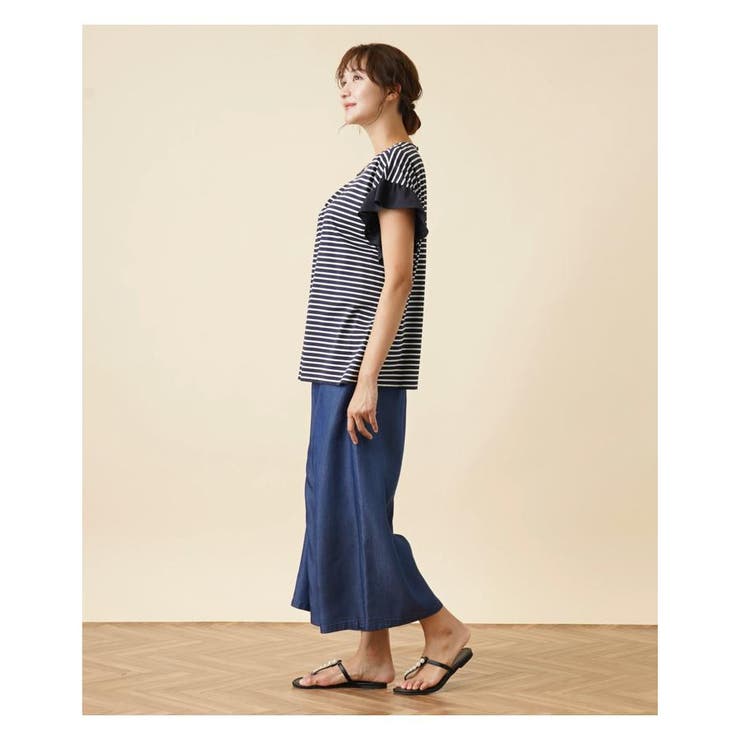 袖切替ボーダーカットソー[品番：LAVW0010522]｜Leilian PLUS HOUSE