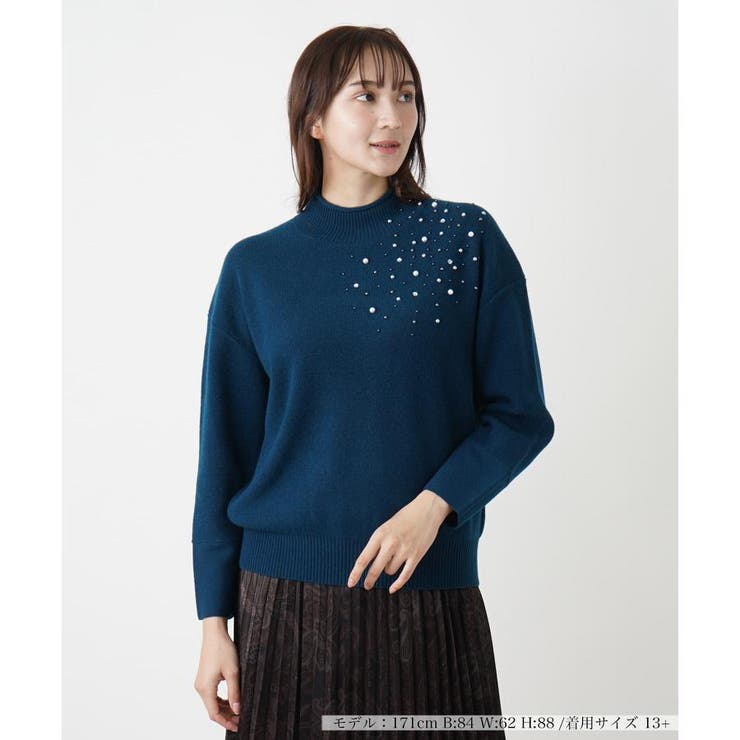 ビジューハイネックニット[品番：LAVW0018973]｜Leilian PLUS