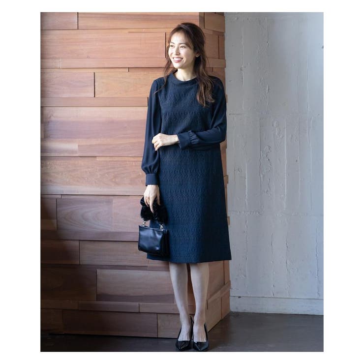 ジャカード切替ハイネックワンピース | Leilian | 詳細画像1