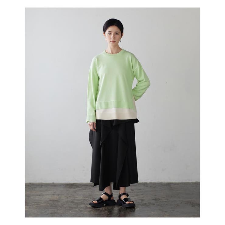 未使用 LANVIN on blue レイヤード バイカラー ニット バイカラーレイヤードニット[品番：LAVW0007526]｜LANVIN en