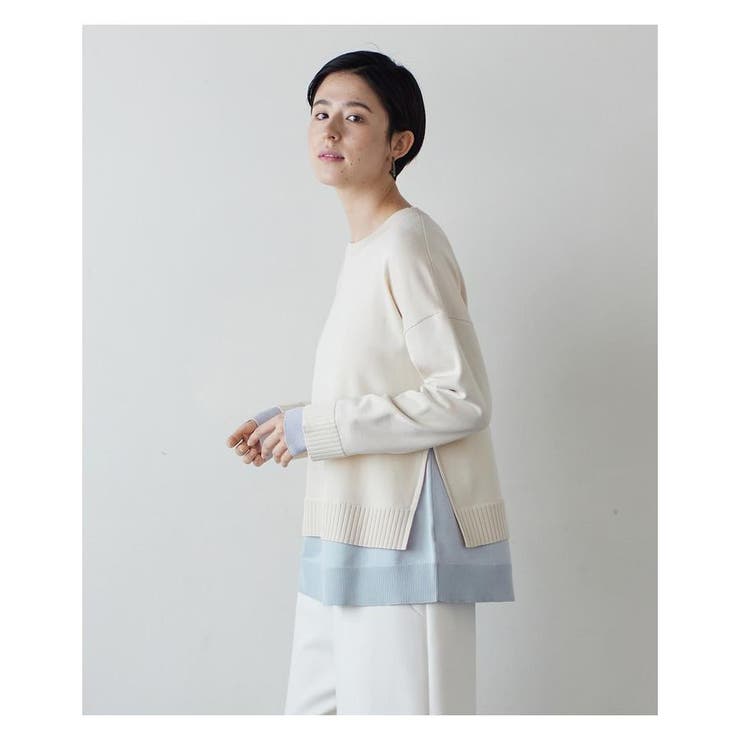 未使用 LANVIN on blue レイヤード バイカラー ニット バイカラーレイヤードニット[品番：LAVW0007526]｜LANVIN en