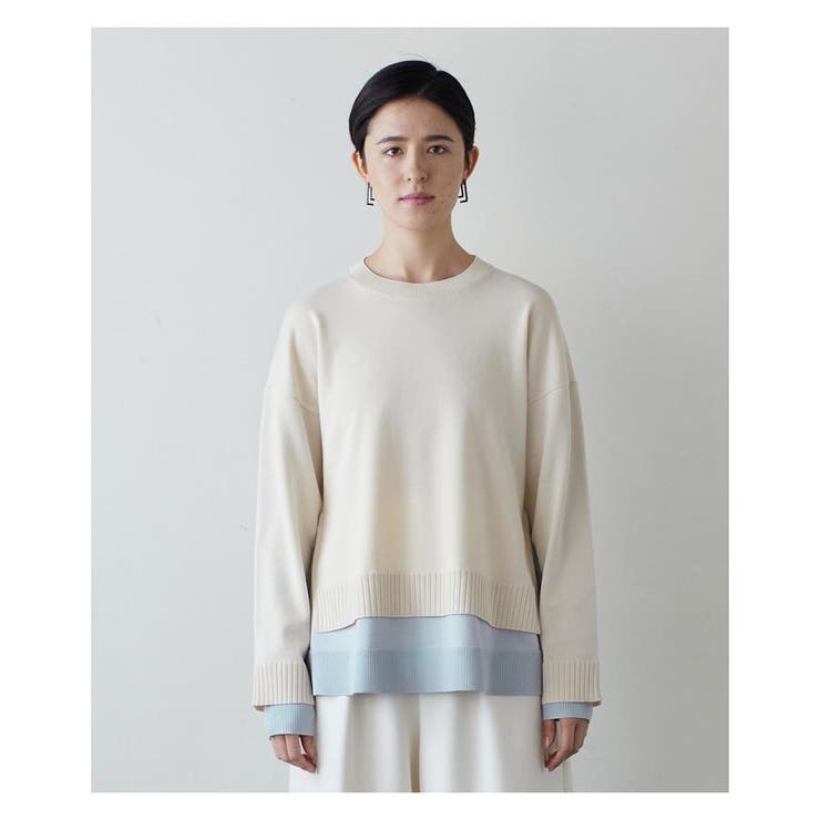 未使用 LANVIN on blue レイヤード バイカラー ニット バイカラーレイヤードニット[品番：LAVW0007526]｜LANVIN en