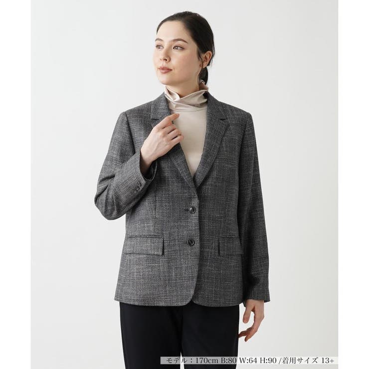 美品 レリアン 透け感 シアーストライプ 黒 ジャケット 春夏 