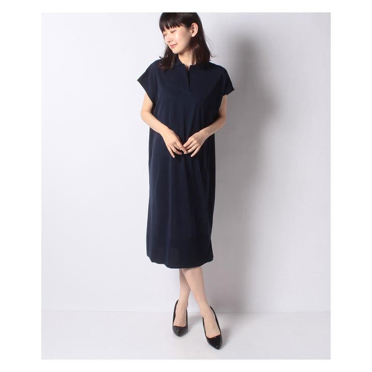 ネイビー | ポロ襟ニットワンピ-ス | Leilian