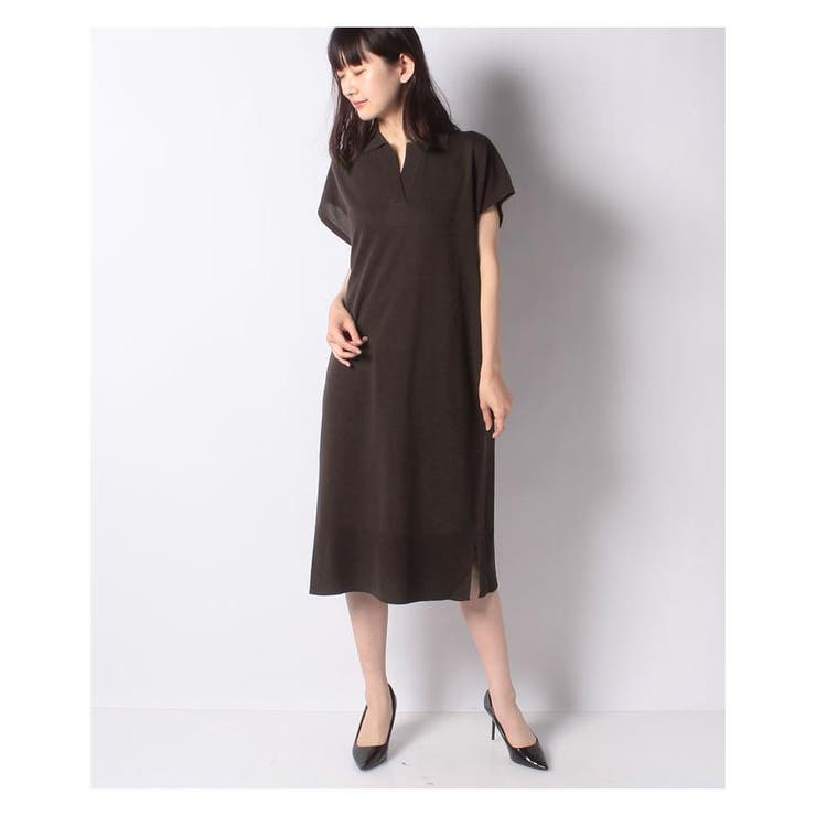 ブラウン系 | ポロ襟ニットワンピ-ス | Leilian