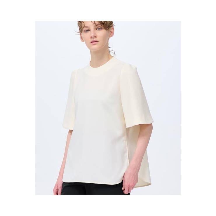 美品 定価28000円 LANVI en Blue フレアブラウス 送料無料 FABRICAスタンドカラーフレアブラウス | LANVIN en Bleu