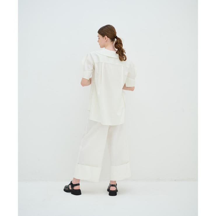 オープンネックコットンサテンブラウス[品番：LAVW0014881]｜LANVIN en