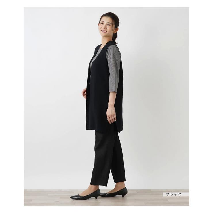 Vネックロングベスト[品番：LAVW0017088]｜Leilian PLUS HOUSE