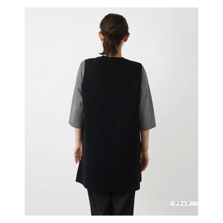 美品 レリアン プラスハウス ロングベスト ジレ 3XL 大きいサイズ 異素材 美品 レリアン プラスハウス ロングベスト ジレ 3XL 大きい