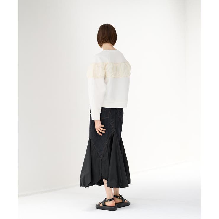 タフタギャザーコンビカットソー[品番：LAVW0007524]｜LANVIN en