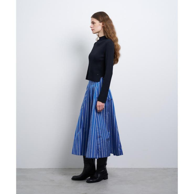 FABRICAストライプタフタフレアスカート[品番：LAVW0019257]｜LANVIN 