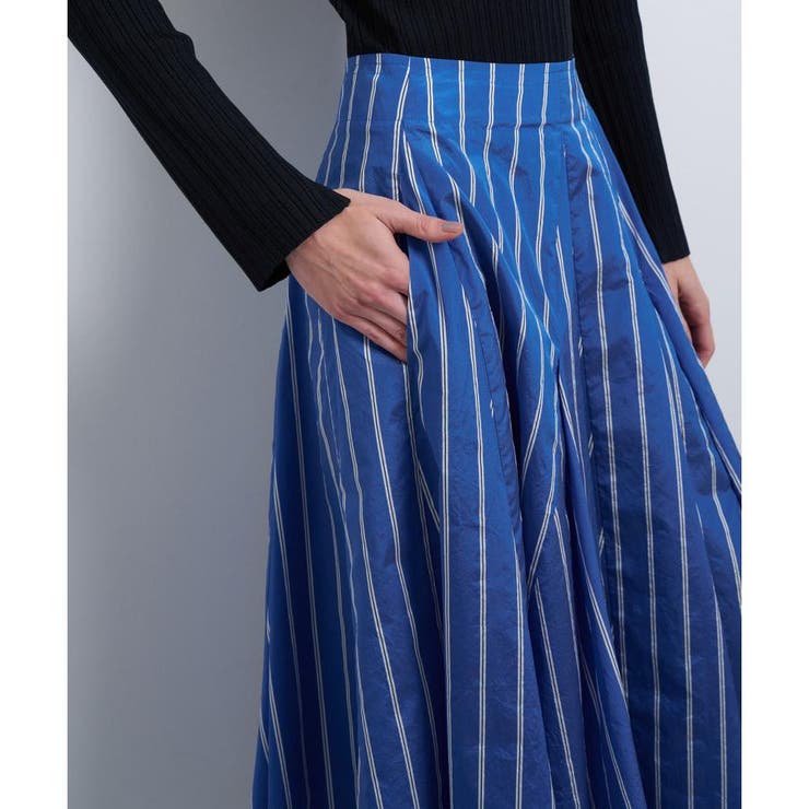 FABRICAストライプタフタフレアスカート[品番：LAVW0019257]｜LANVIN 