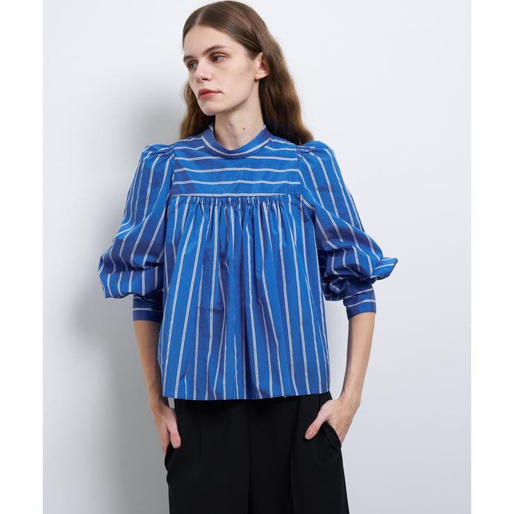 FABRICAスタンドカラーフレアブラウス[品番：LAVW0019259]｜LANVIN en 