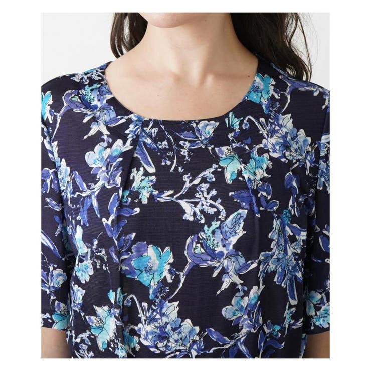 フラワープリント半袖ワンピース[品番：LAVW0015855]｜Leilian PLUS  