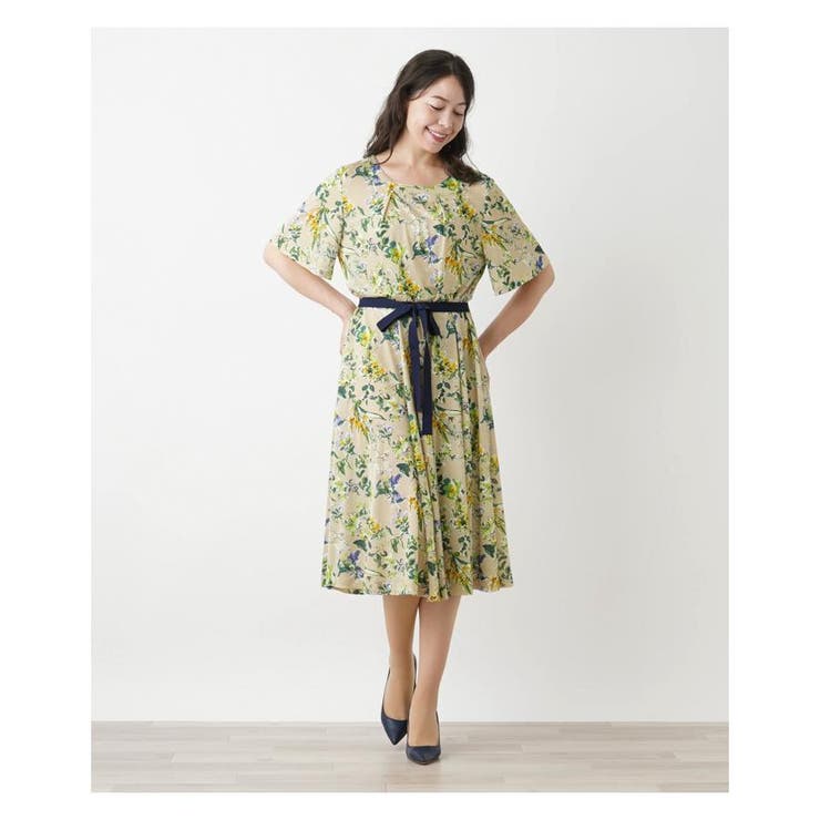 フラワープリント半袖ワンピース[品番：LAVW0015855]｜Leilian PLUS  